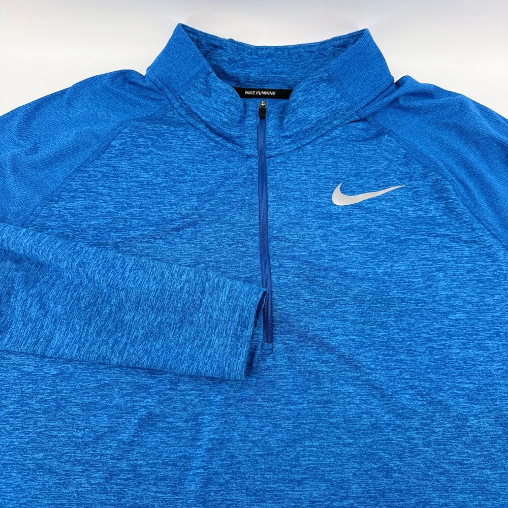 Nike Running Dri-FIT Quarter Zip PulloverMens XXL Blue Heather Thumbholes